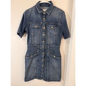 Current/Elliott 'The New Trucker Shirt Dress' Retro Jean Moto Dress Size 3‎